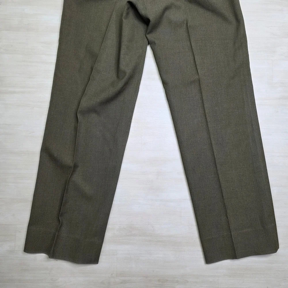 Vintage Military Wool Trousers Olive Drab High Waisted Button Fly Pants 32 x 33